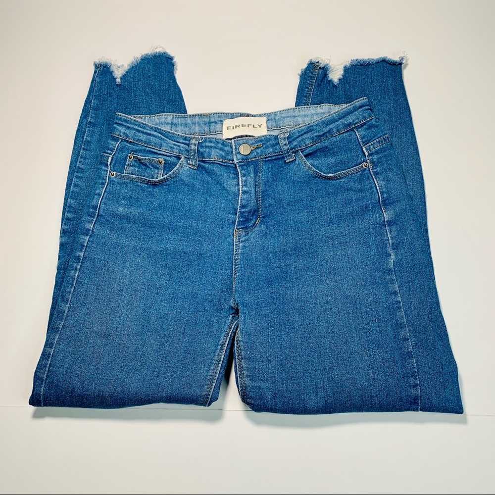 Firefly jeans high rise jeans medium wash raw hem stretchy women size 26